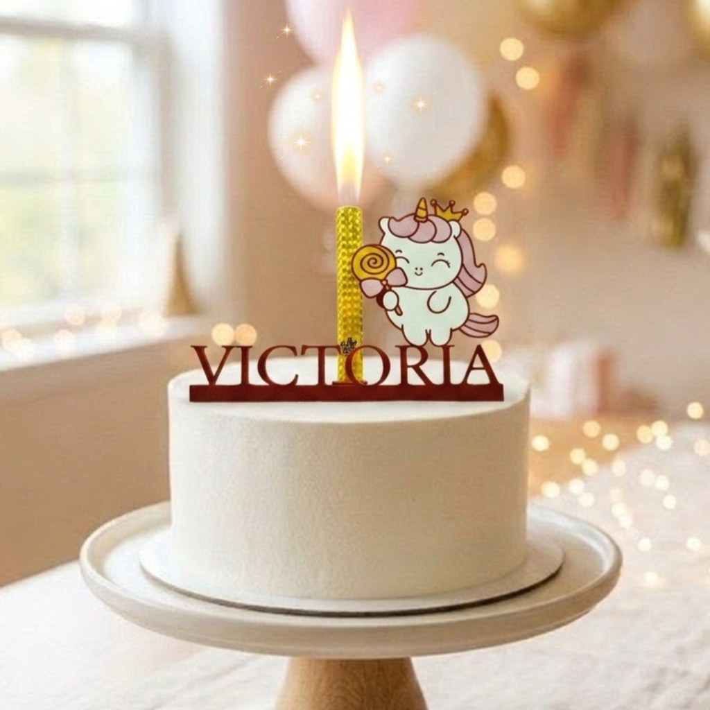 Einhorn Cake Topper personalisiert – Tortenstecker mit Wunschname
