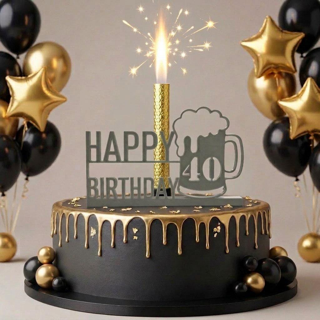 Topper de tarta de cerveza con la edad
