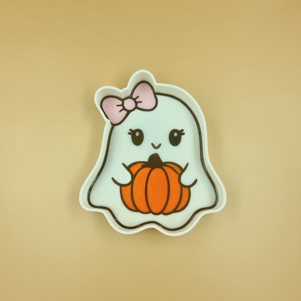 Geister Schmuckschale mit Kürbis – Halloween Deko & Schlüsselschale, süßer Geist