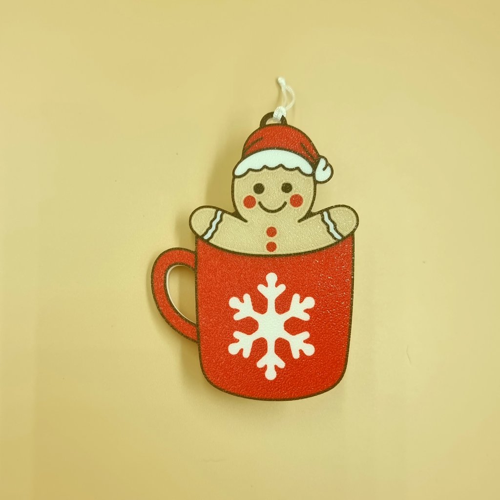 Geldgeschenk-Anhänger Lebkuchenmann in der Tasse – Weihnachtsbaumschmuck mit Geldfach