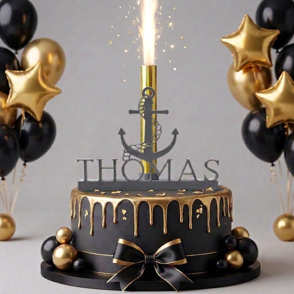 Anker Cake Topper personalisiert – maritimer Tortenstecker mit Name