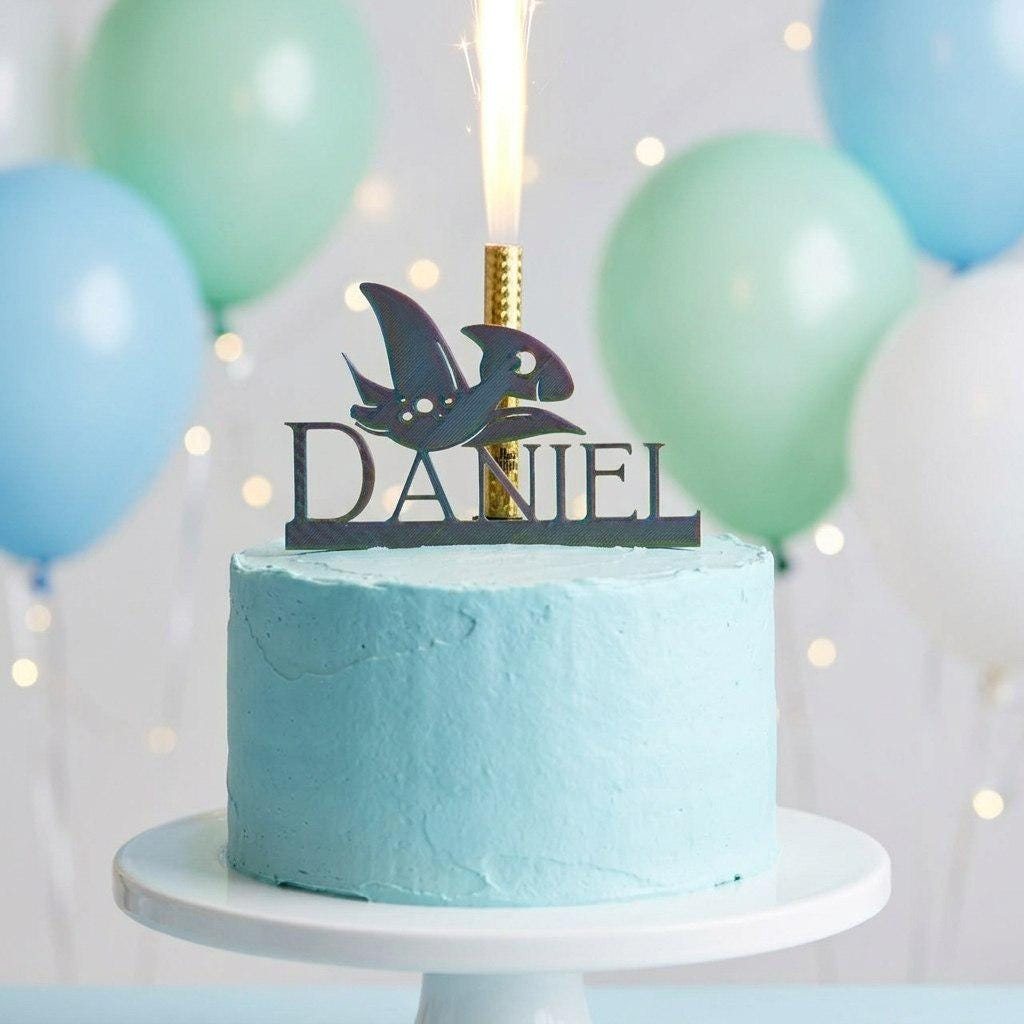 Topper tarta dinosaurio personalizado con nombre