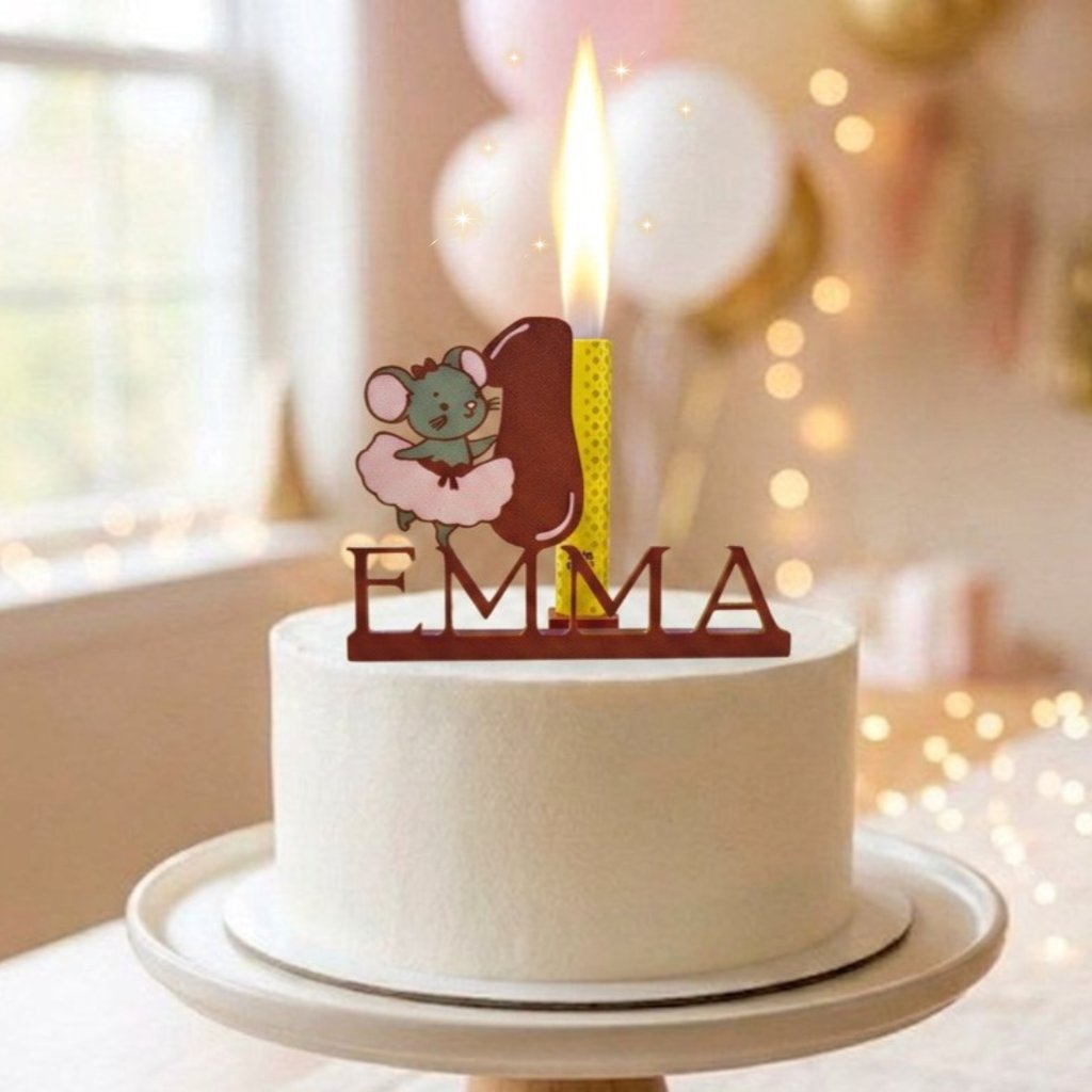 Maus Cake Topper personalisiert – Tortenstecker mit Name und Alter
