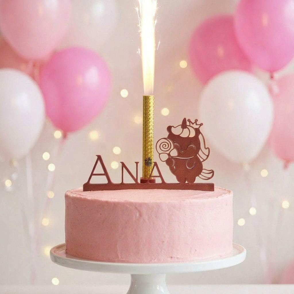 Topper tarta unicornio personalizado con nombre