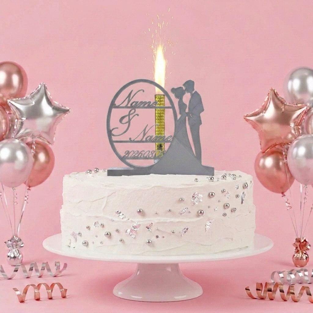 Topper tarta boda personalizado con nombres y fecha