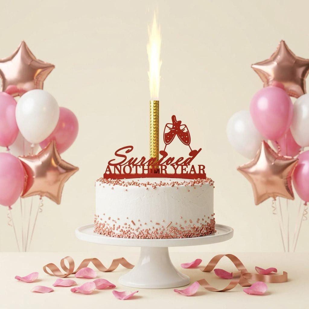 Topper tarta cumpleaños divertido Survived Another Year