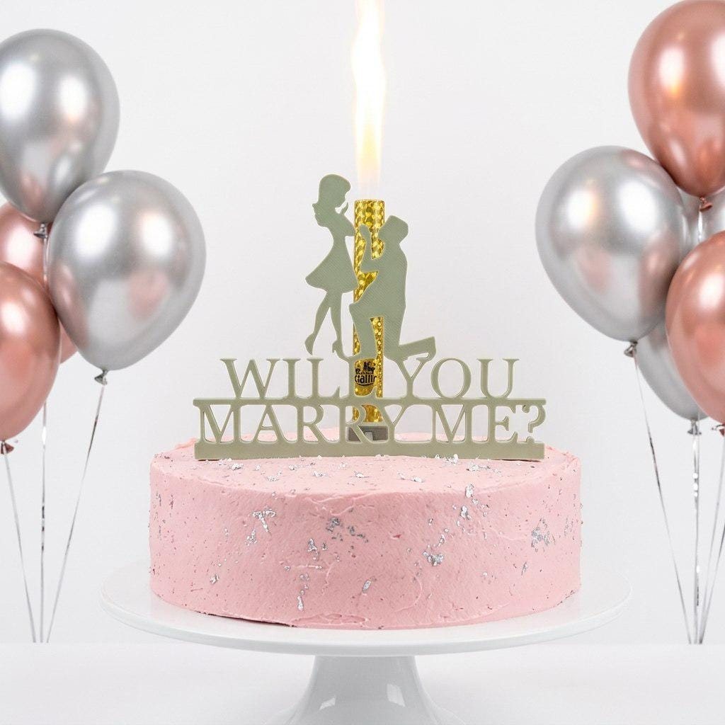 Topper tarta pedida de mano Will You Marry Me?